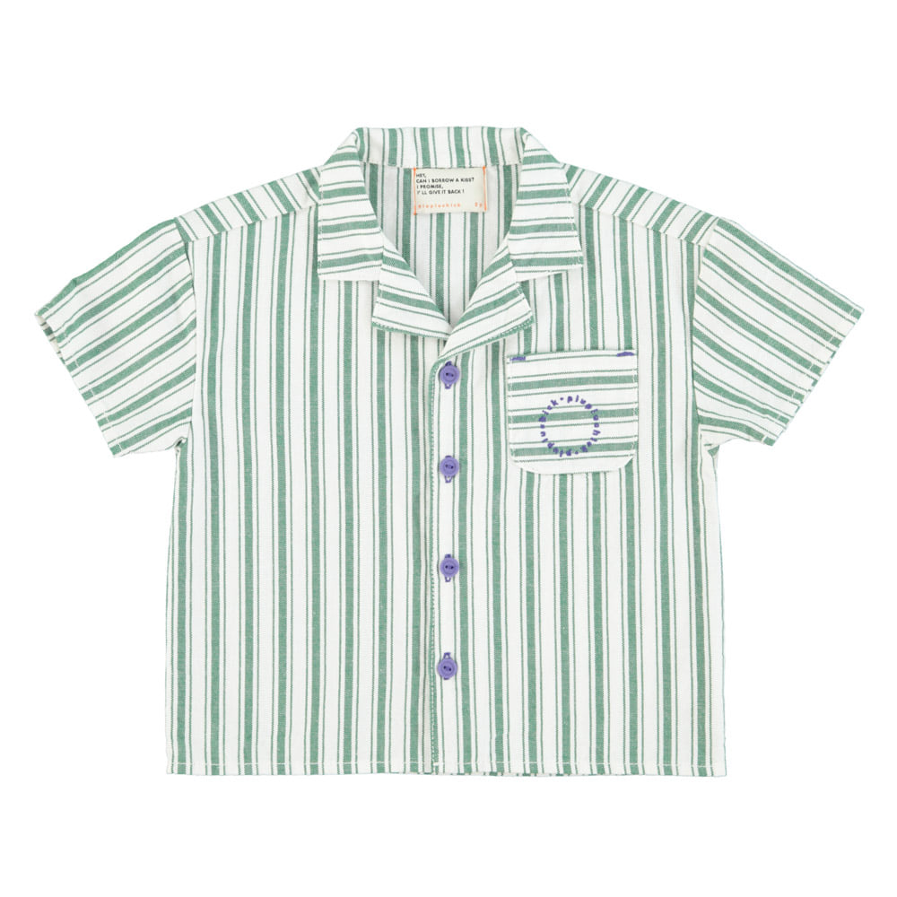 [piupiuchick/피우피우칙] hawaiian shirt - white w/ large green stripes