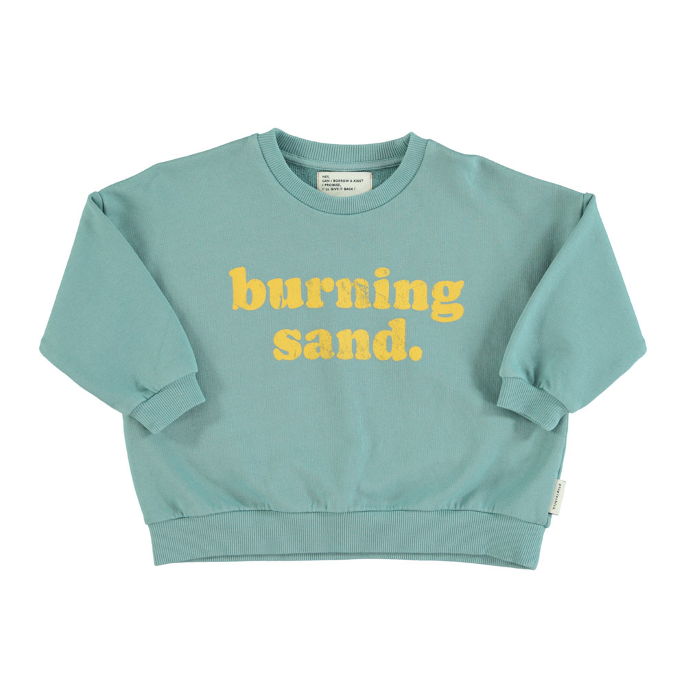 [piupiuchick/피우피우칙] sweatshirt - green w/ &quot;burning sand&quot; print